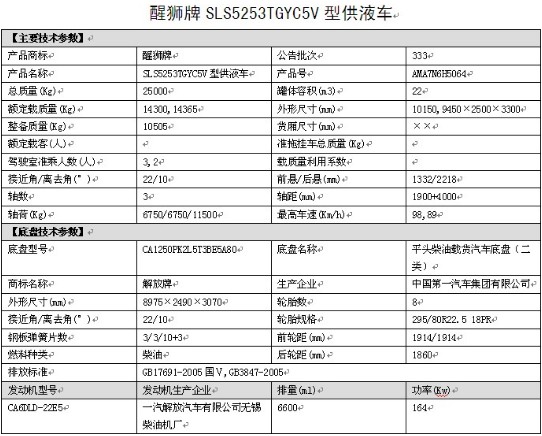 一汽青島解放龍V小三軸鋁合金供液車整車技術參數 一汽青島解放龍V小三軸鋁合金供液車整車技術參數